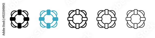 Life buoy icons in Multiple Styles Set. Vector Illustration