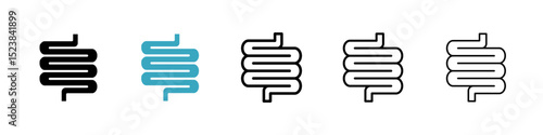 Intestine icons in Multiple Styles Set. Vector Illustration