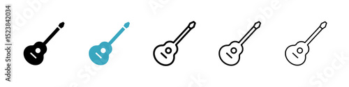 Guitar icons in Multiple Styles Set. Vector Illustration