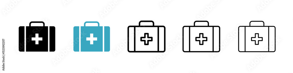 First aid icons in Multiple Styles Set. Vector Illustration