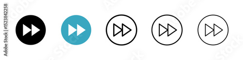 Fast forward icons in Multiple Styles Set. Vector Illustration