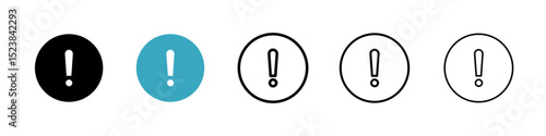 Exclamation icons in Multiple Styles Set. Vector Illustration