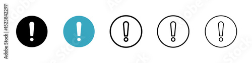 Exclamation button icons in Multiple Styles Set. Vector Illustration