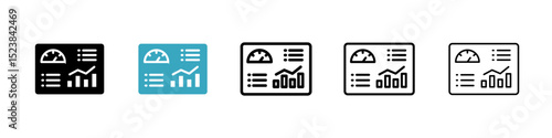 Dashboard icons in Multiple Styles Set. Vector Illustration
