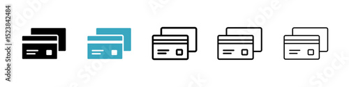 Credit card icons in Multiple Styles Set. Vector Illustration