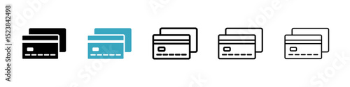 Credit card icons in Multiple Styles Set. Vector Illustration