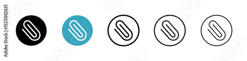 Clip icons in Multiple Styles Set. Vector Illustration