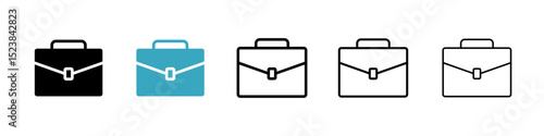 Briefcase icons in Multiple Styles Set. Vector Illustration