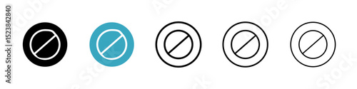 Blocked icons in Multiple Styles Set. Vector Illustration