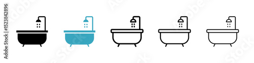 Bathroom icons in Multiple Styles Set. Vector Illustration