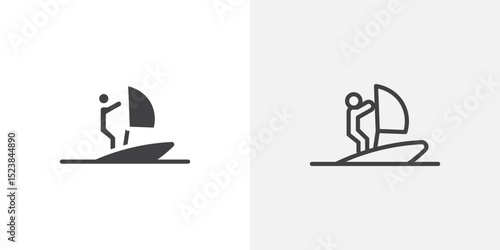 Windsurf icon vector symbol for mobile apps and website UI designs.