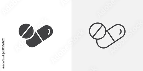 Pill icon vector symbol for mobile apps and website UI designs.
