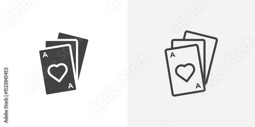 Playing cards icon vector symbol for mobile apps and website UI designs.