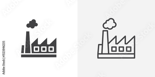 Factory icon vector symbol for mobile apps and website UI designs.
