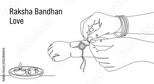 An illustration showing hands making a Raksha Bandhan symbol