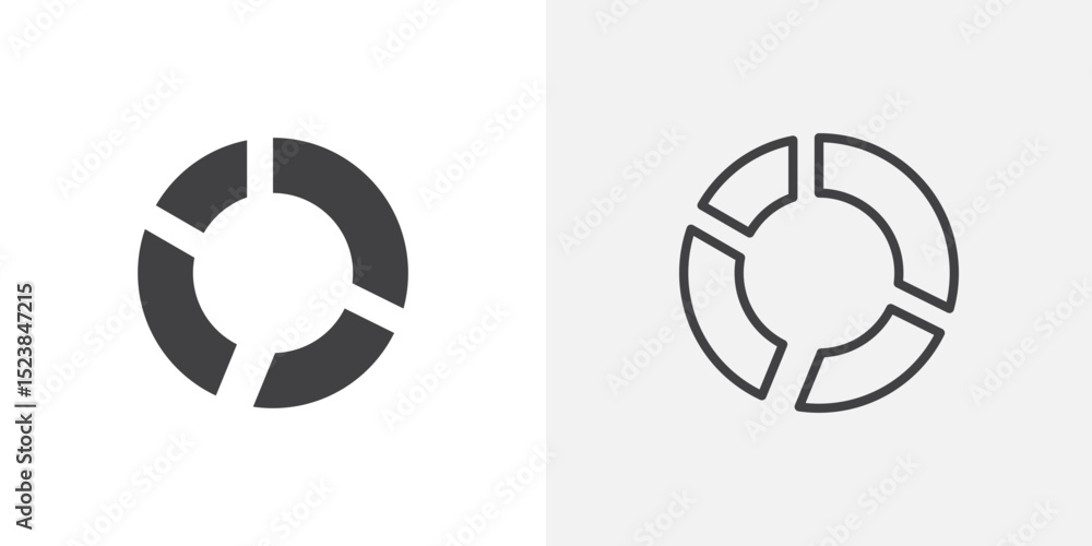 Donut chart icon vector symbol for mobile apps and website UI designs. Donut chart icon vector symbol for mobile apps and website UI designs.