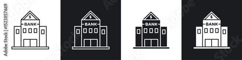 Bank building icons graphic vectors