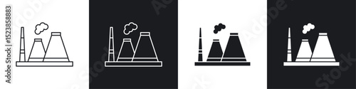 Heat power station icons graphic vectors