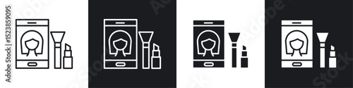 Makeup tutorial video icons graphic vectors