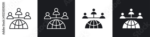Global leadership icons graphic vectors