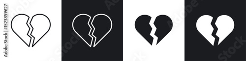 Broken heart icons graphic vectors