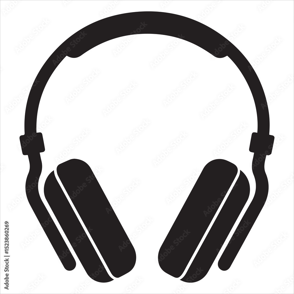 Obraz premium Musical Sound Experience Headphones Isolated on White Background Black and White