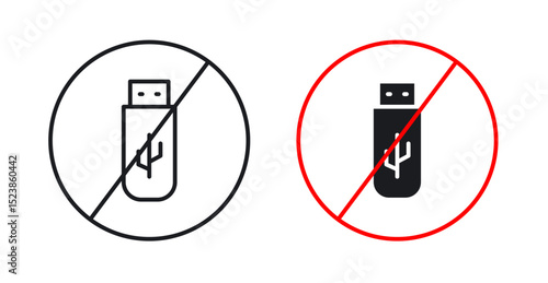 No USB flash drive sign graphic vectors