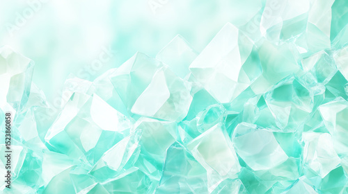 ミントグリーンの氷片風ガラステクスチャ背景