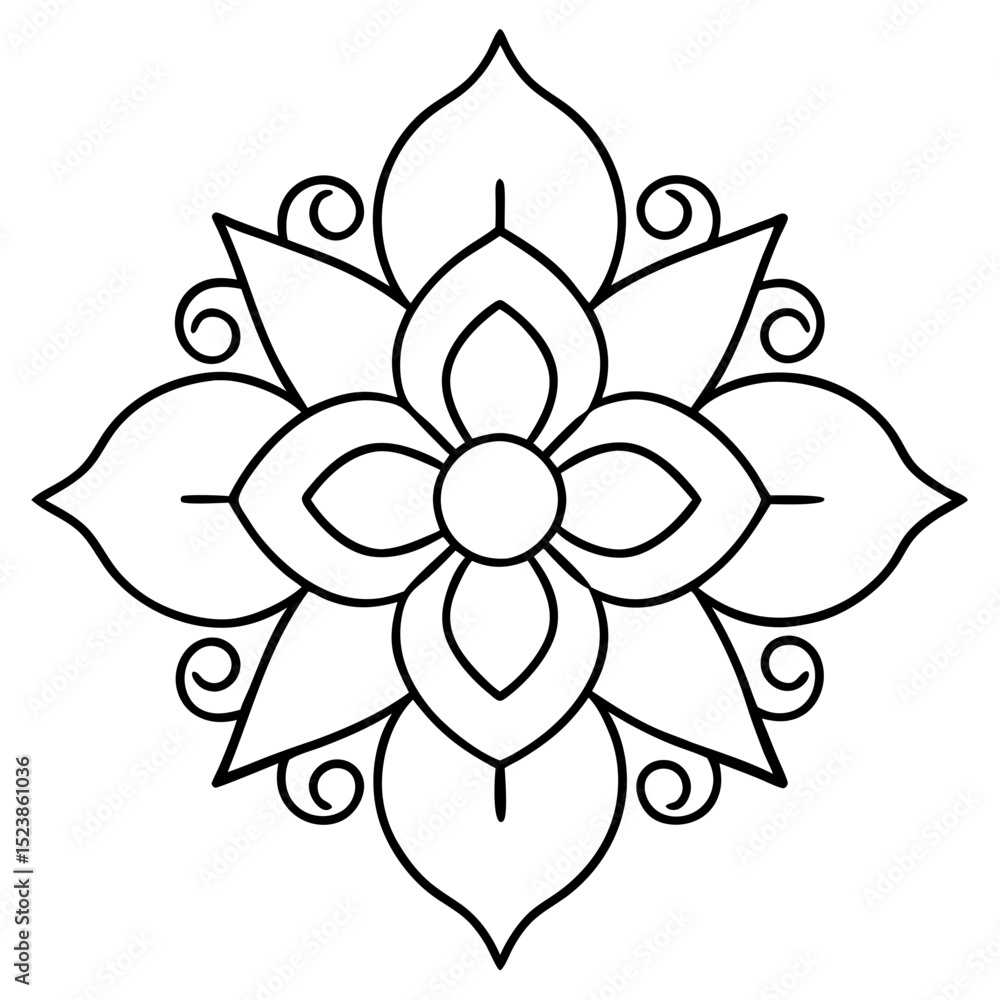 Fototapeta premium Flower Art SVG – Bold Line Floral Shape for Coloring Pages, Wall Decor, and Crafts