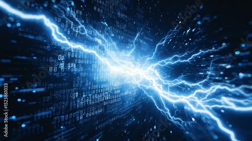 Technological background, digital lightning data energy pulse