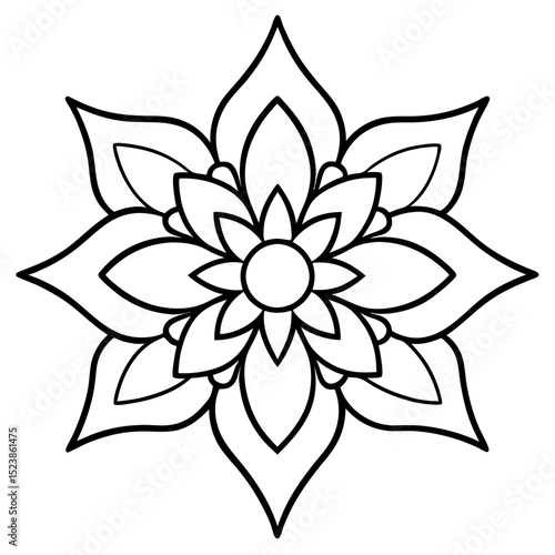 Flower Art SVG – Bold Line Floral Shape for Coloring Pages, Wall Decor, and Crafts