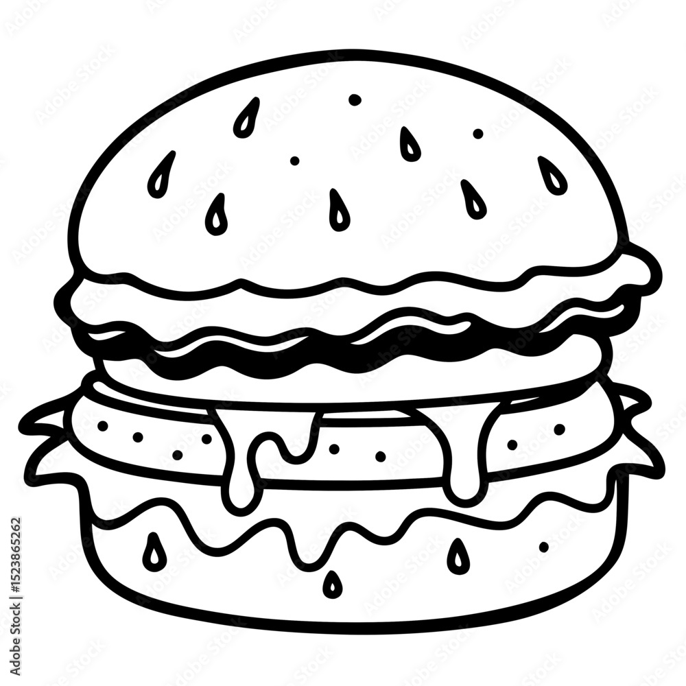 Dripping Cheese Burger Vector Art Dripping Cheese Burger Vector Art