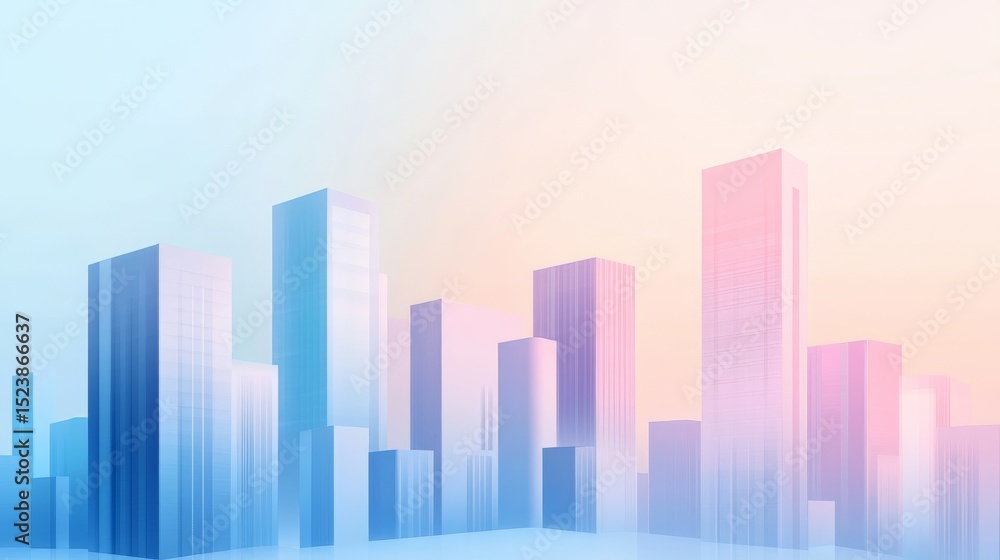 Artistic space of geometric building blocks, abstract city building illustration Artistic space of geometric building blocks, abstract city building illustration