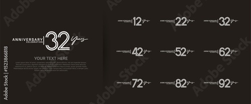 logo anniversary set. white color on brown background for special event