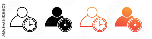 Punctuality Multiple Style Icon Set Vector 