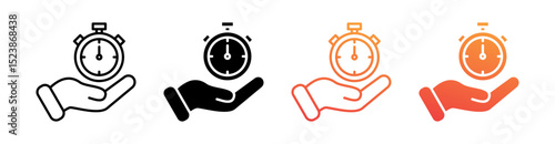 Time Control Multiple Style Icon Set Vector 