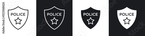 Police badge icons vector graphics for web designs