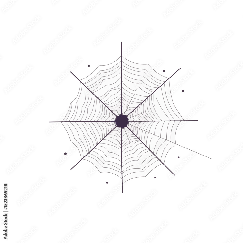 Fototapeta premium Intricate cobweb design with dewdrops, minimalistic elegance