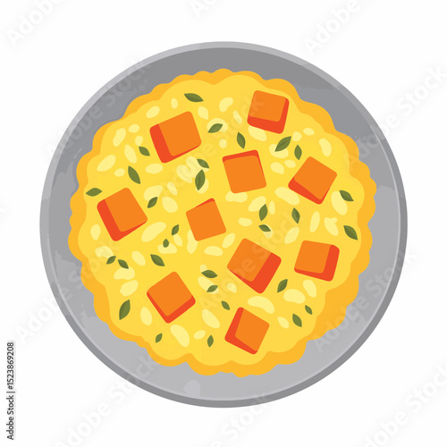 Vibrant butternut squash risotto in bowl, culinary delight