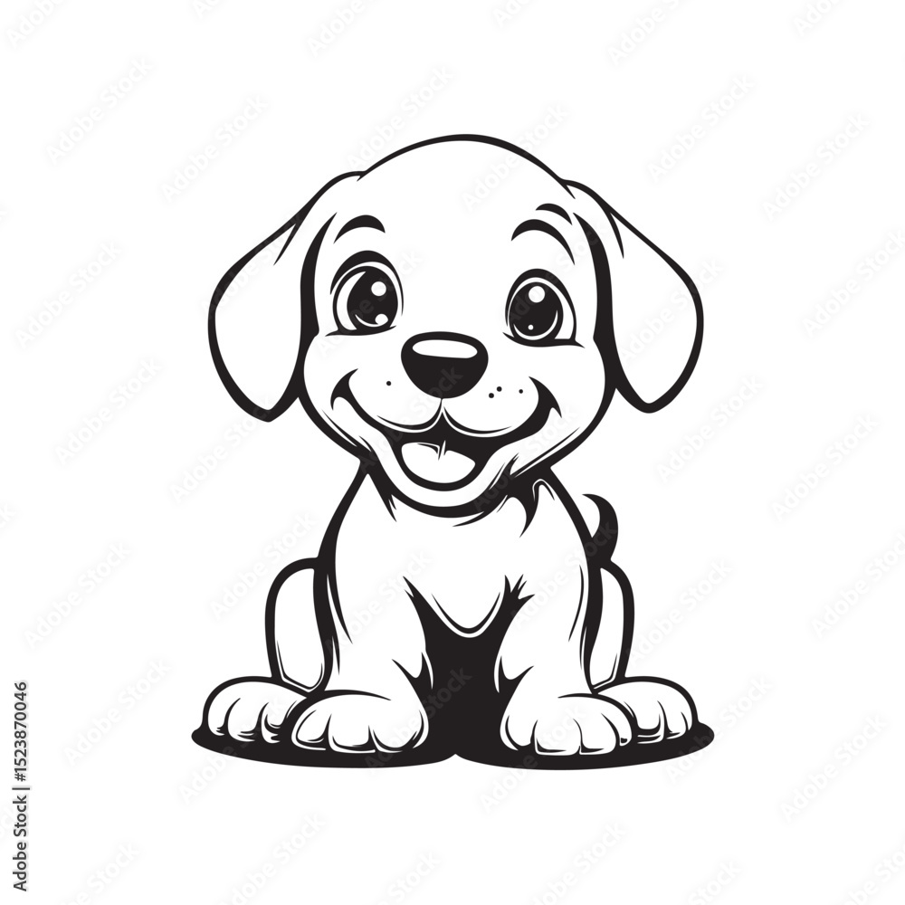 Obraz premium Vector illustration of a cute laughing dog with expressive eyes and joyful expression. Perfect for pet-related designs, fun and playful content, children’s books, or social media graphic