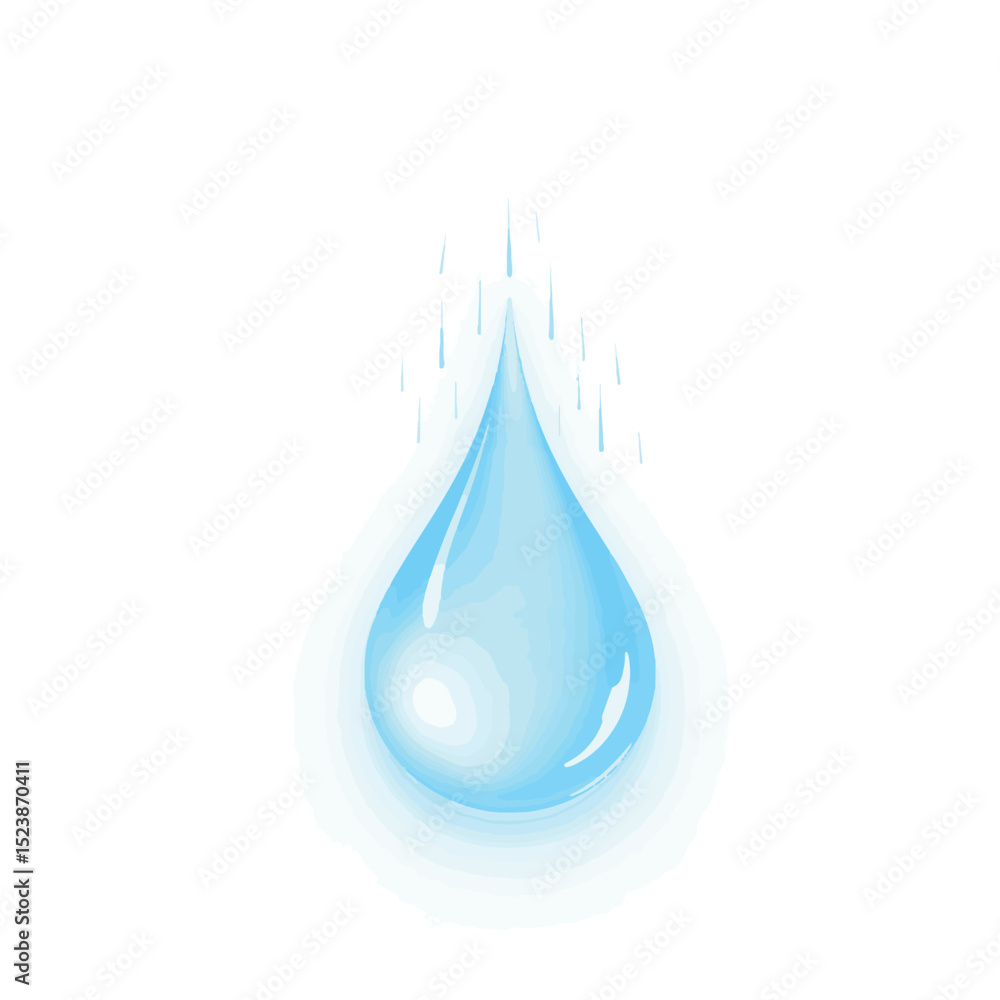 Crystal clear raindrop falling mid-air, symbolizing purity Crystal clear raindrop falling mid-air, symbolizing purity