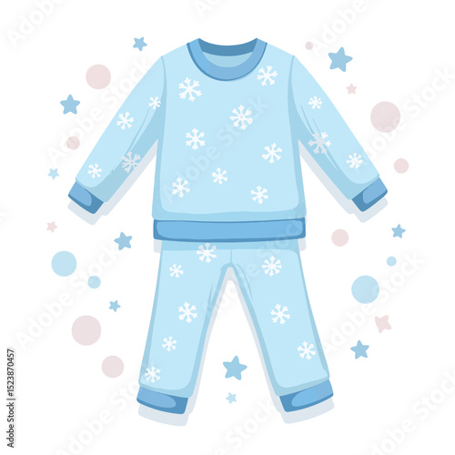 Cozy fleece pajama set in pastel blue with snowflakes, comfort and warmth