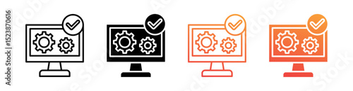System Multiple Style Icon Set Vector 