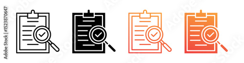 Examine Multiple Style Icon Set Vector 