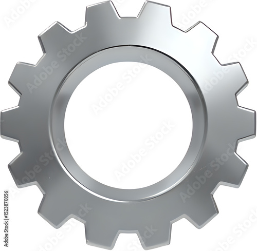 Futuristic Chrome Gear Icon in 3D Design