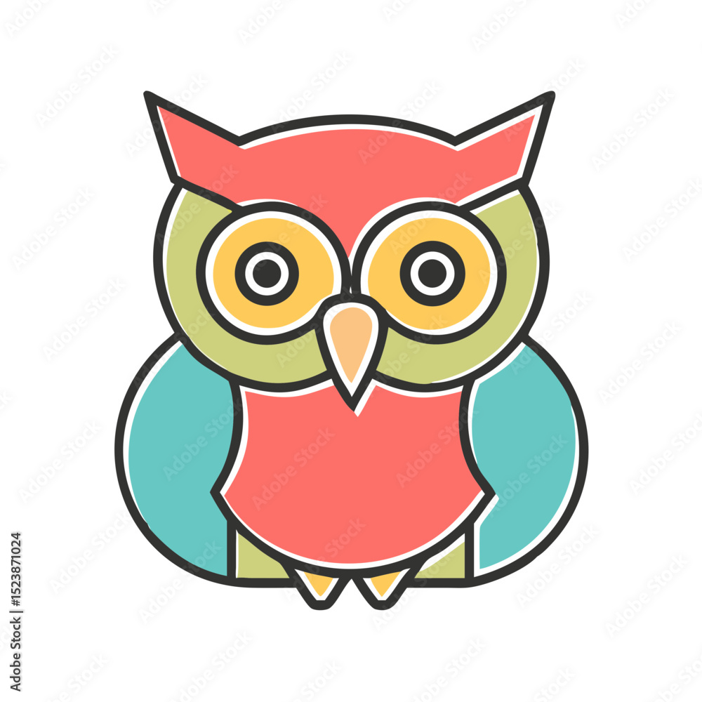 owl line icon color design owl line icon color design