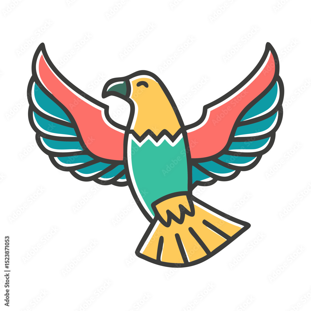 Fototapeta premium eagle color line icon design