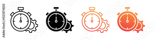 Work Efficiency Multiple Style Icon Set Vector 