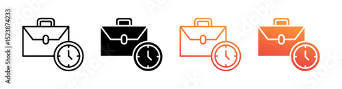 Work Time Multiple Style Icon Set Vector 