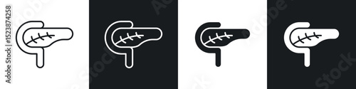 pancreas icons in solid and stroke graphics